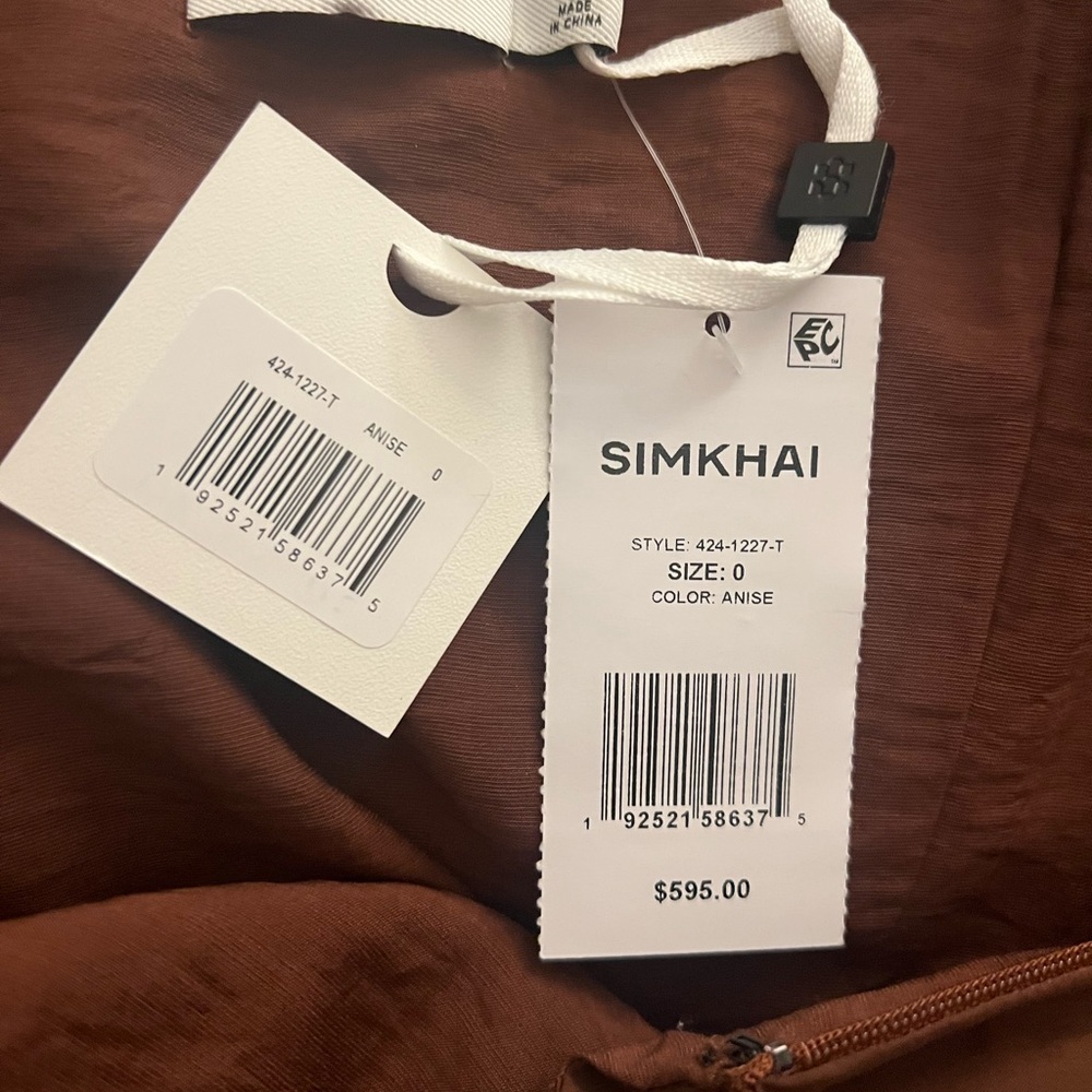 NWT $595 Jonathan Simkhai Olivia Dress Anise Brown Size 0 - Picture 8 of 8